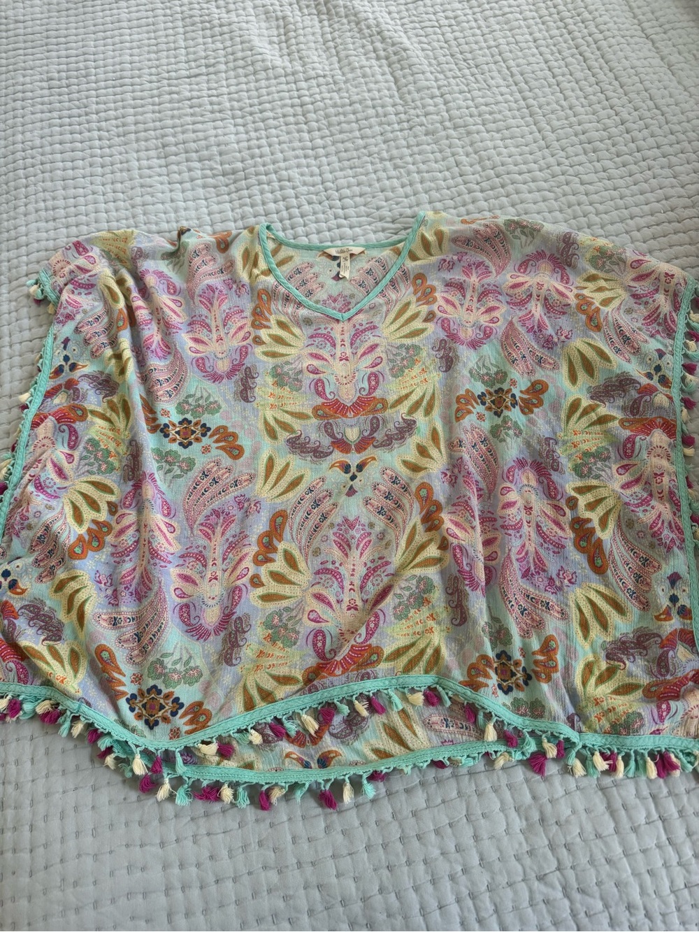 Matilda Jane Pastel Paisley Swim Coverup - Mint Trim with Pink & Yellow Accents